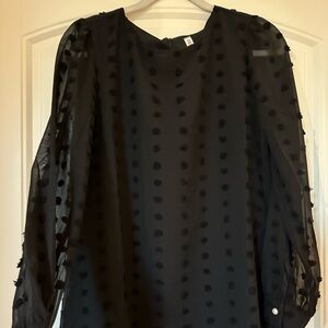 Swiss dot black sheer dress blouse. Size small, brand new.